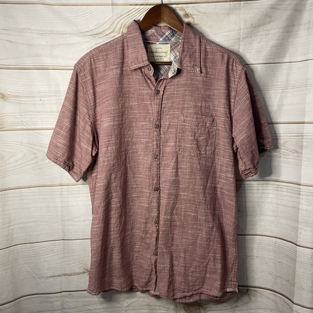 Original Weatherproof Vintage Men's Short Sleeve Shirt, Red, Large